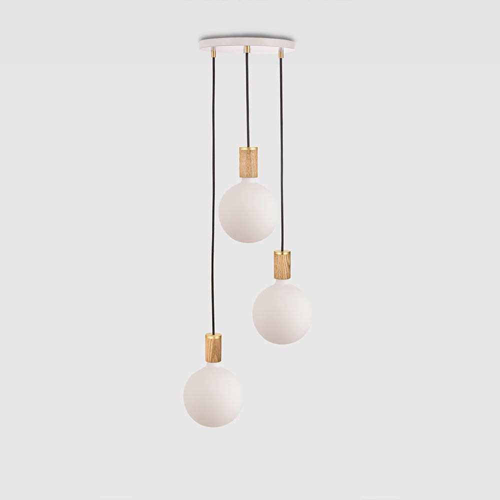 Tala US · Triple Pendant in Oak + Sphere IV - White Canopy | socius design in Rochester, MN