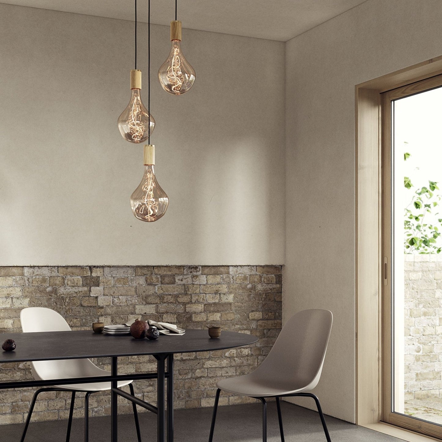Tala US · Triple Pendant in Oak + Voronoi II - White Canopy | socius design in Rochester, MN