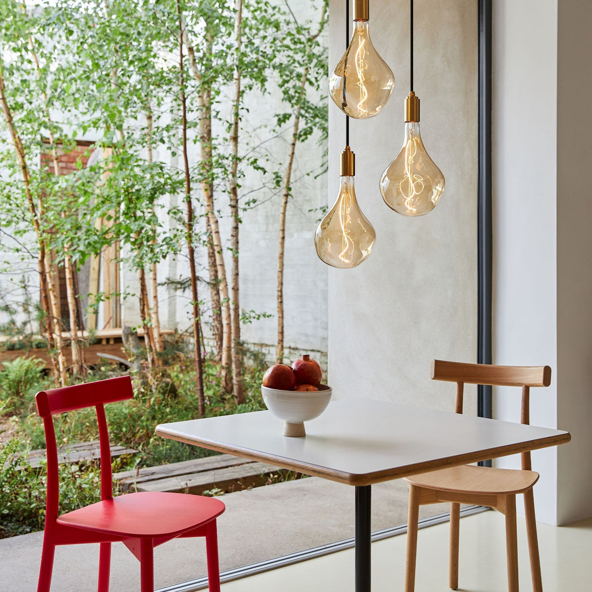 Triple Pendant in Walnut + Voronoi II - Black Canopy
