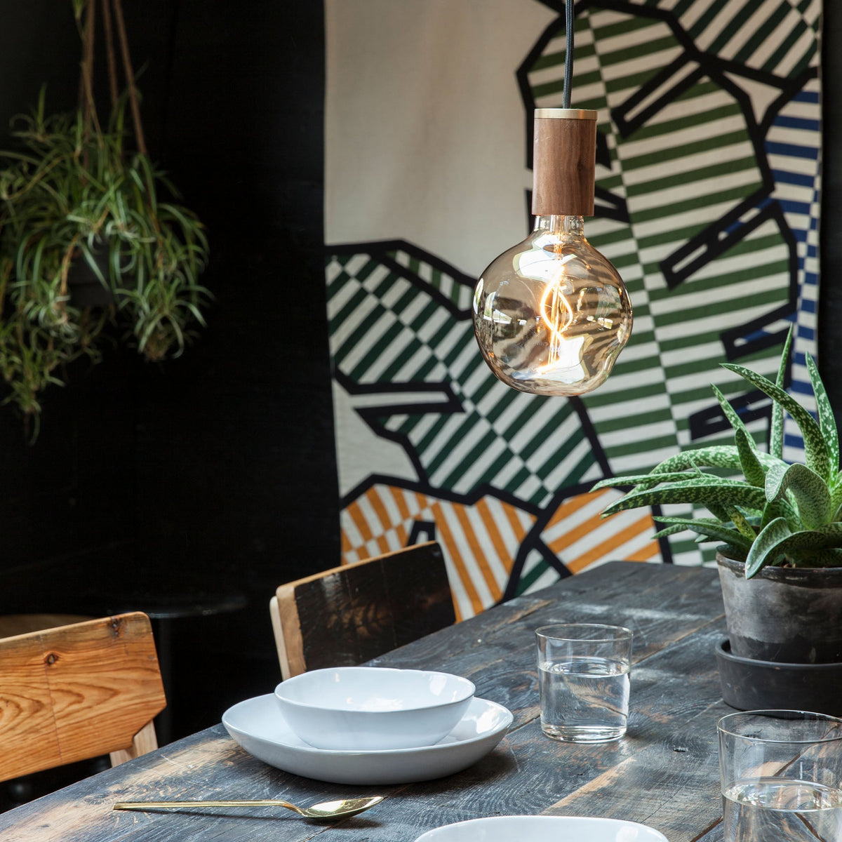 Voronoi I Pendant Light in Walnut
