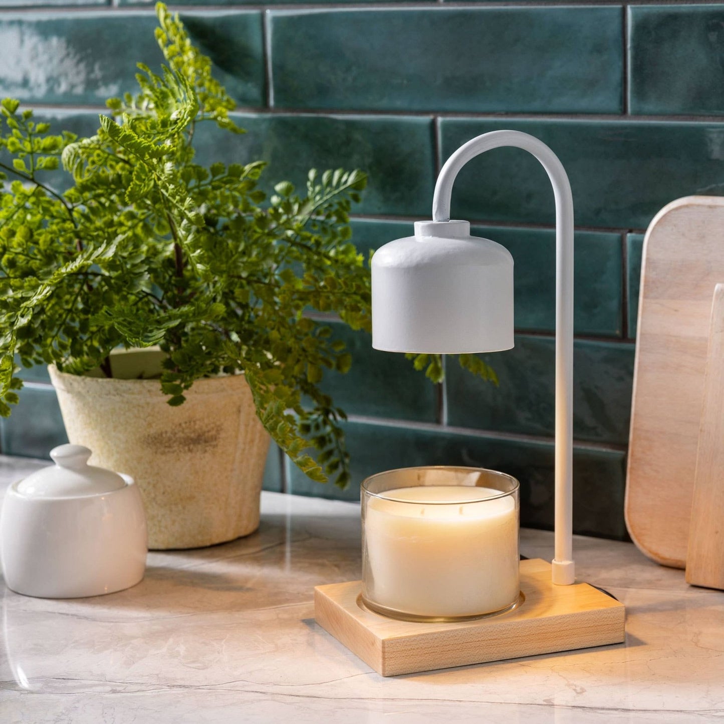 Candle Warmers Etc. · White & Wood Arched Candle Warmer Lamp | socius design in Rochester, MN