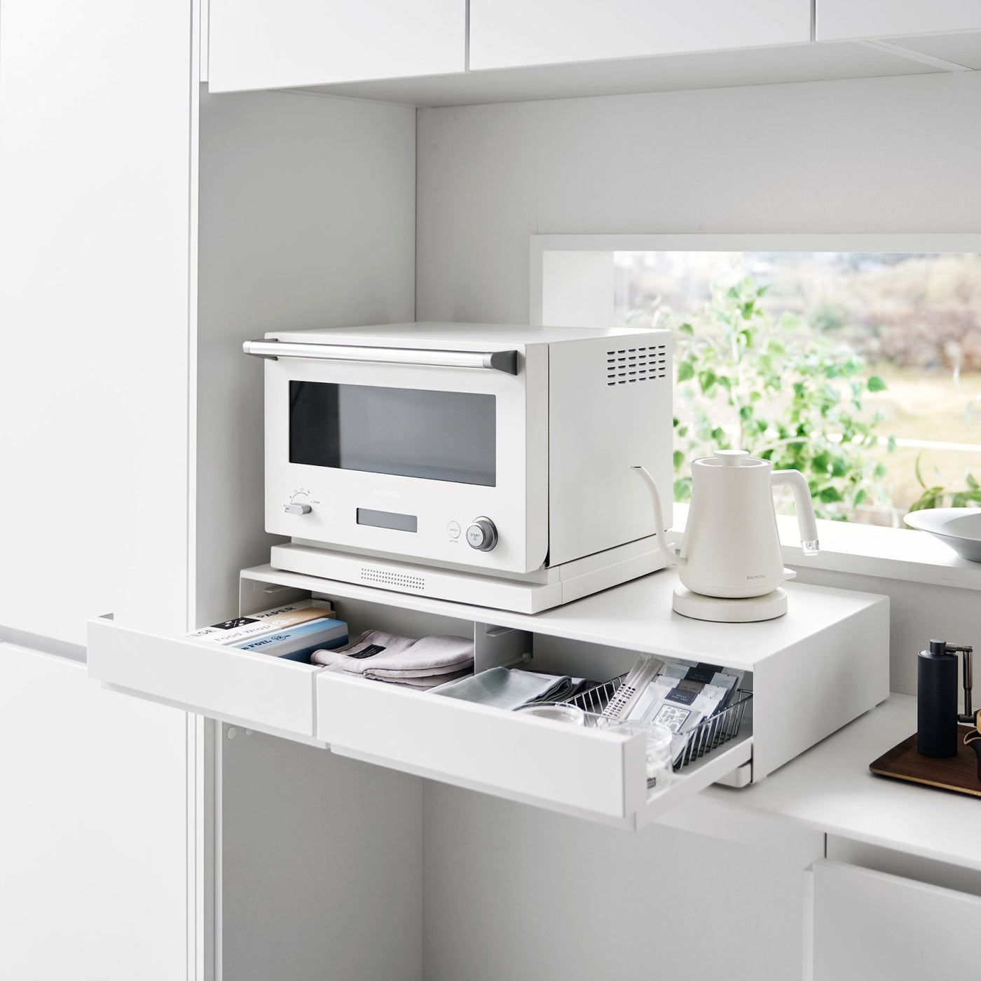 Yamazaki Home · Wide Steel Countertop Drawer with Pull - Out Shelf | socius design in Rochester, MN