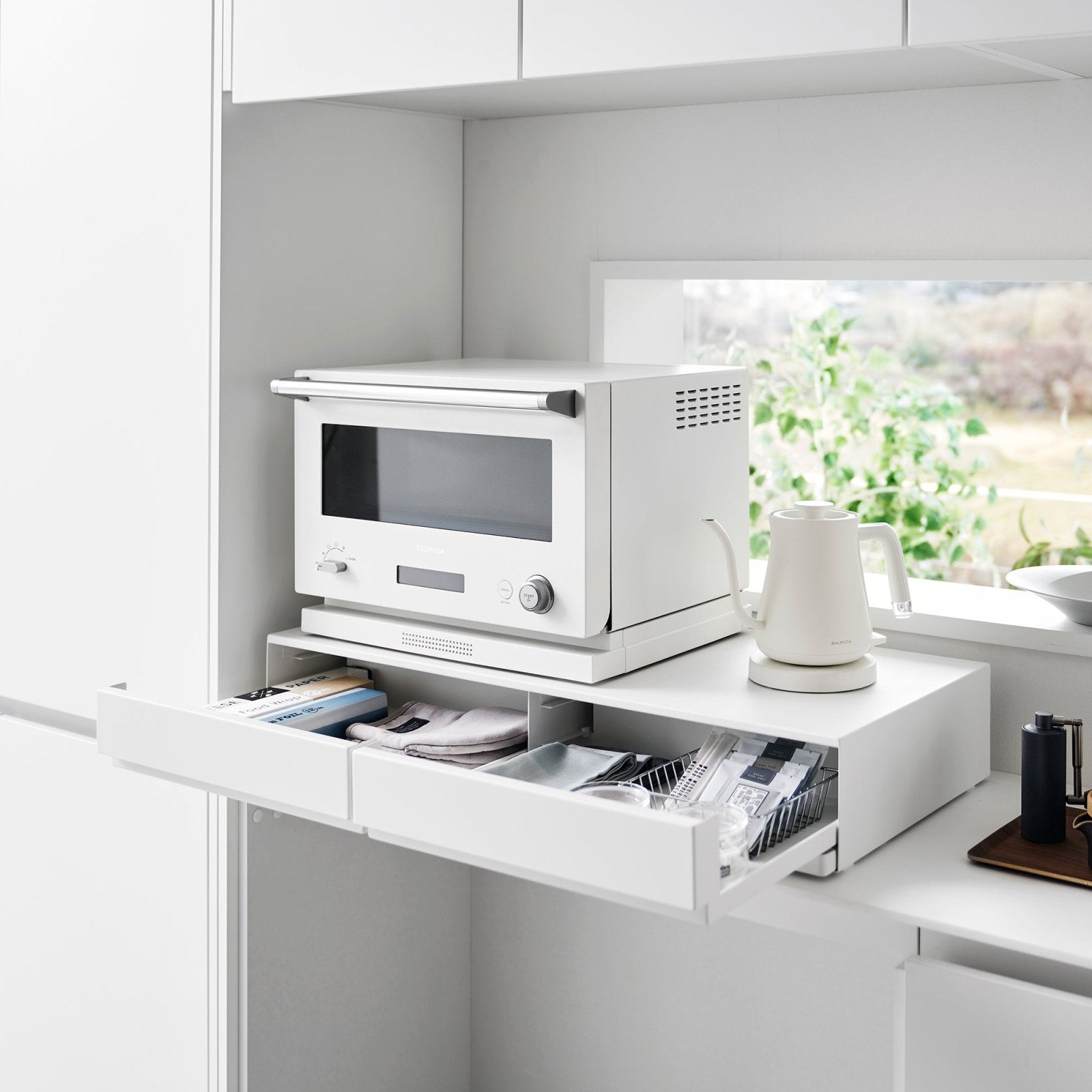 Yamazaki Home · Wide Steel Countertop Drawer with Pull - Out Shelf | socius design in Rochester, MN